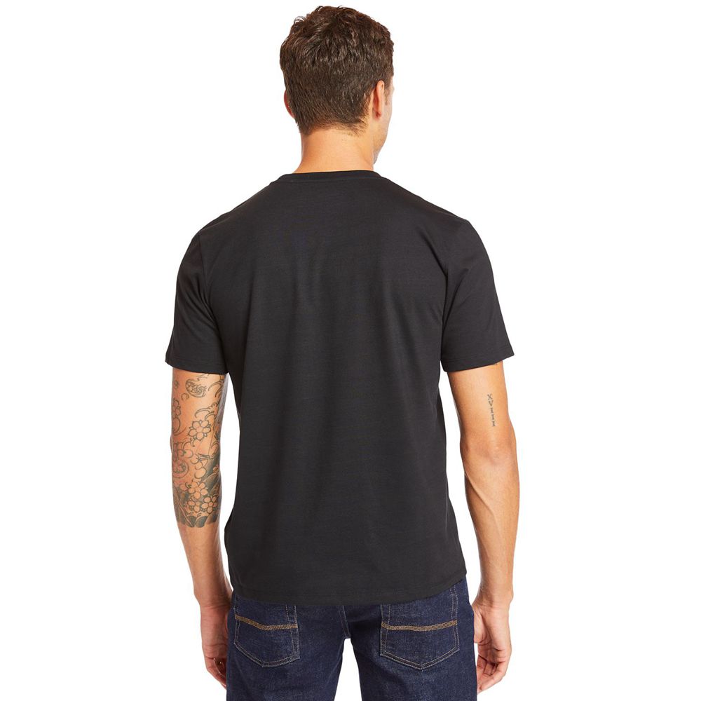 Camisetas Timberland Argentina Hombre - Mink Brook 3D Embossed - Negras - QLIDPX-807